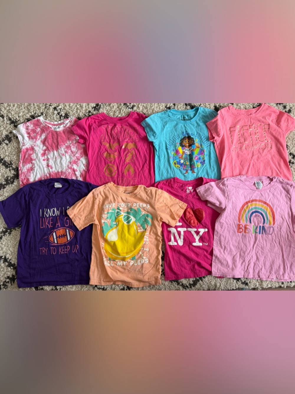 Assorted Girls' Short-Sleeve Graphic Tees - Pink, Blue, Peach & More Size 7/8